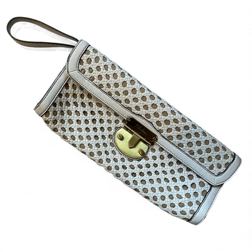 COLE HAAN Leather Lattice Convertible Wristlet/ Clutch